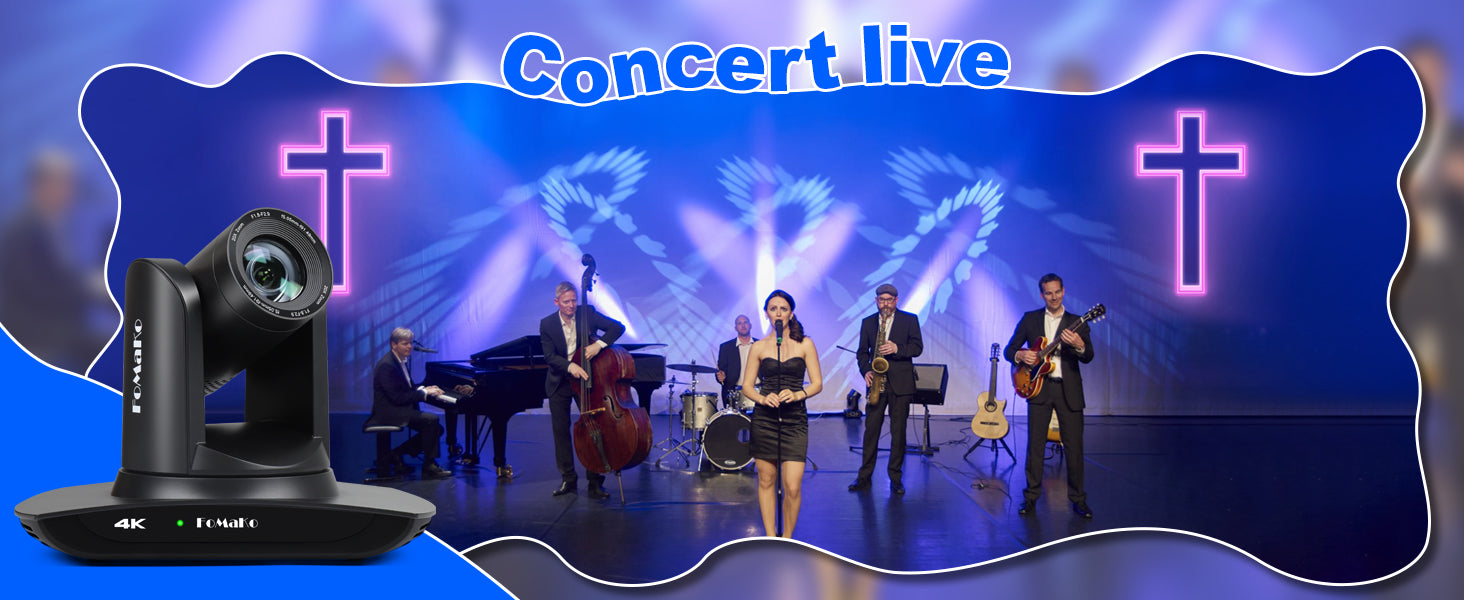 "FoMaKo 4K PTZ Camera – 20X Zoom, AI Auto-Tracking, HDMI, PoE (3pcs) for Church & Education"