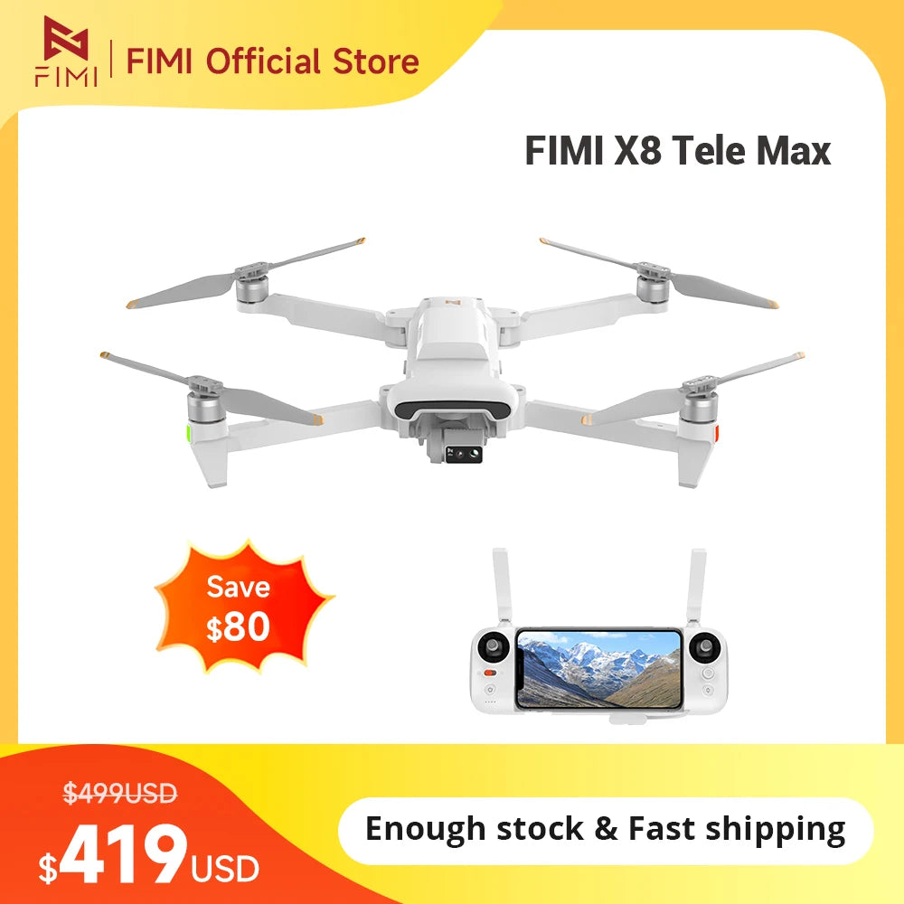 FIMI X8 Tele Max – 4K Dual Camera Drone, 20km Range, AI Night Vision