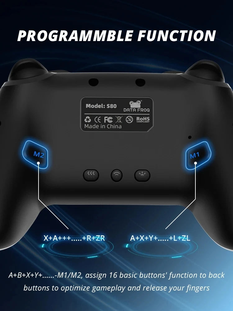 Wireless RGB Game Controller for Switch OLED / Lite – Turbo, Programmable, 600/1000mAh Battery