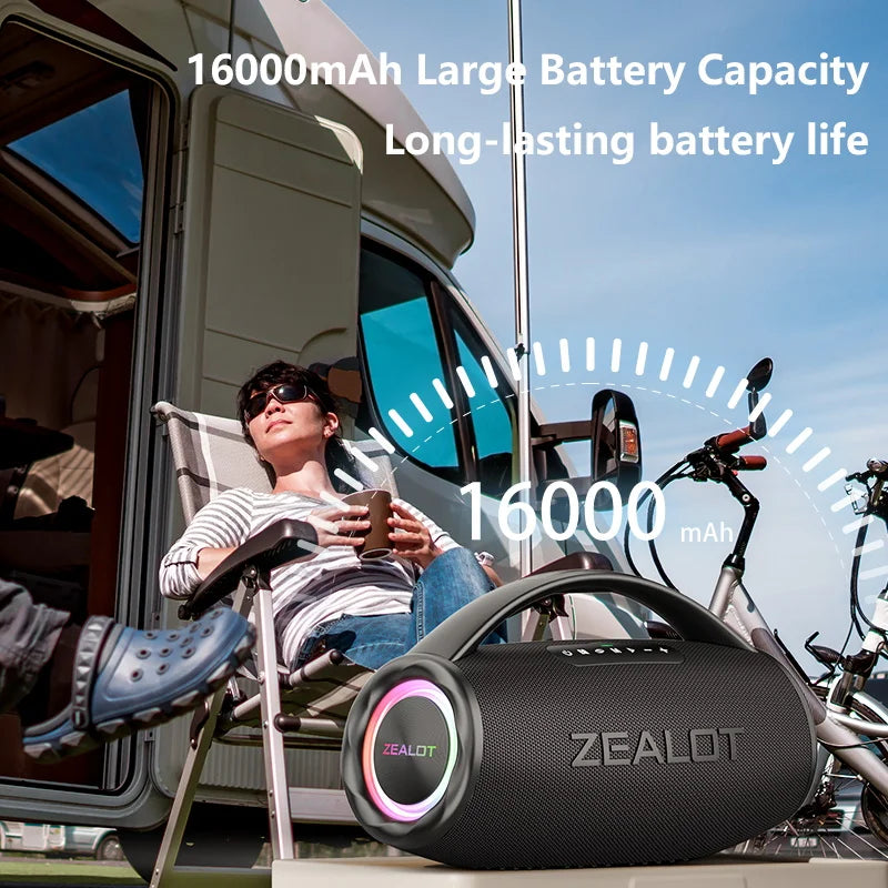 ZEALOT S97 – 80W Wireless Outdoor Speaker, HiFi Sound, Dual Pairing, Fast Charging 16,000mAh"

يم