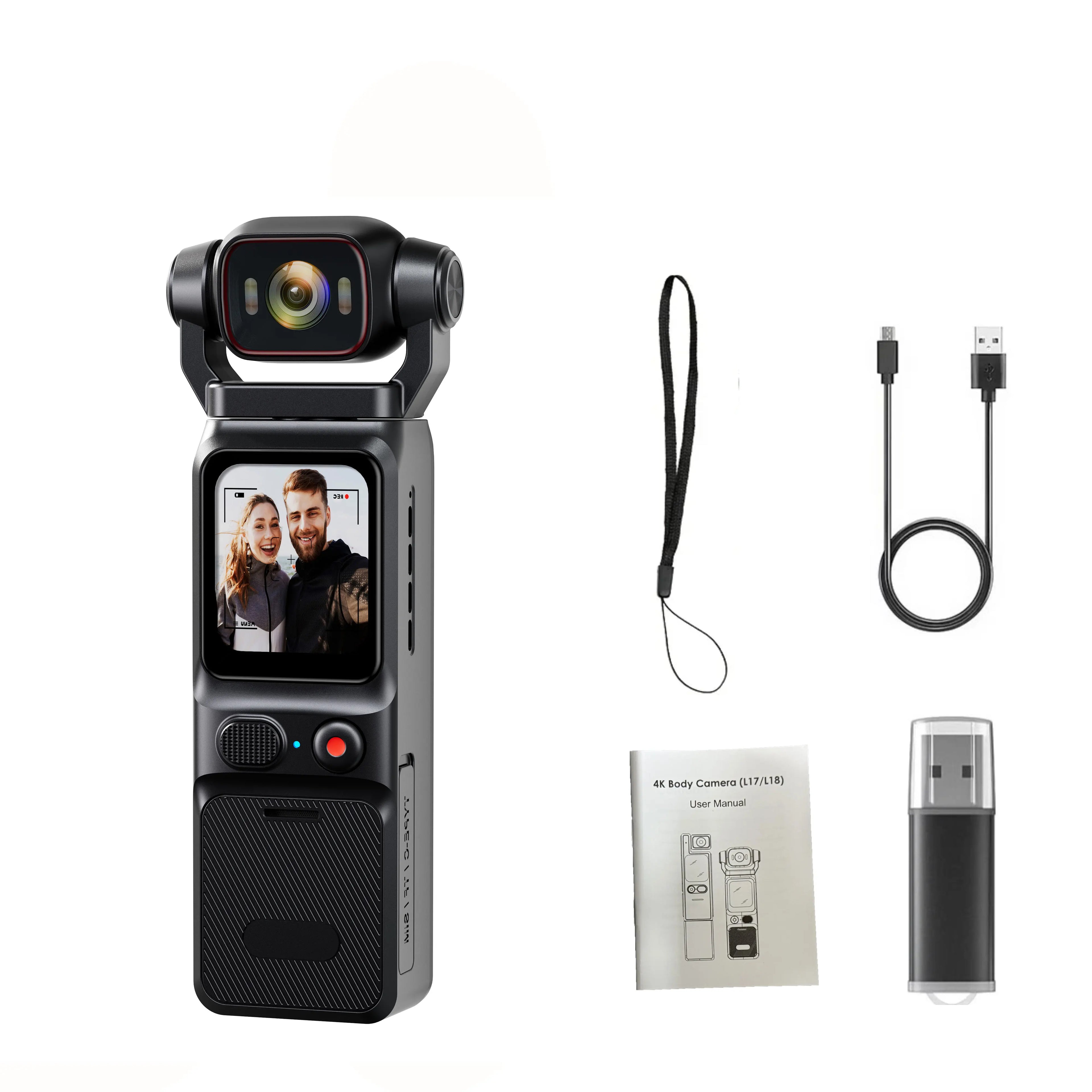4K Pocket Action Camera – Touch Screen, Stabilized, Portable Vlog & Sport Cam