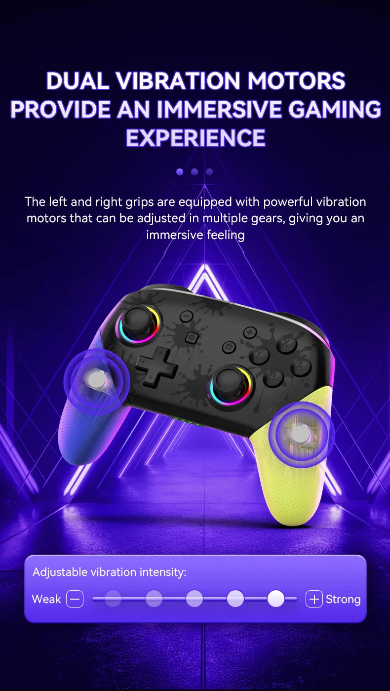 Wireless RGB Game Controller for Switch OLED / Lite – Turbo, Programmable, 600/1000mAh Battery