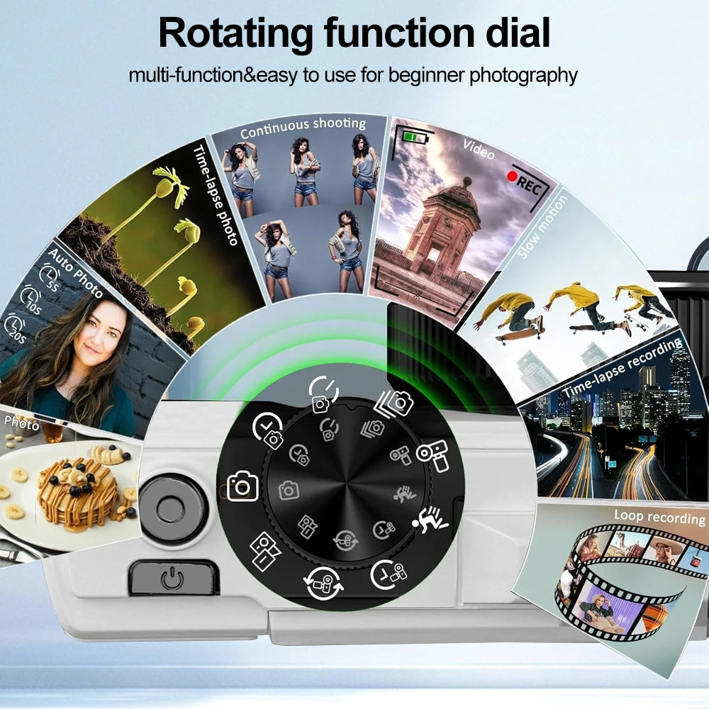 "64MP 4K Digital Camera – Flip Screen, WiFi, 18X Zoom & Vintage Vlogging Style"