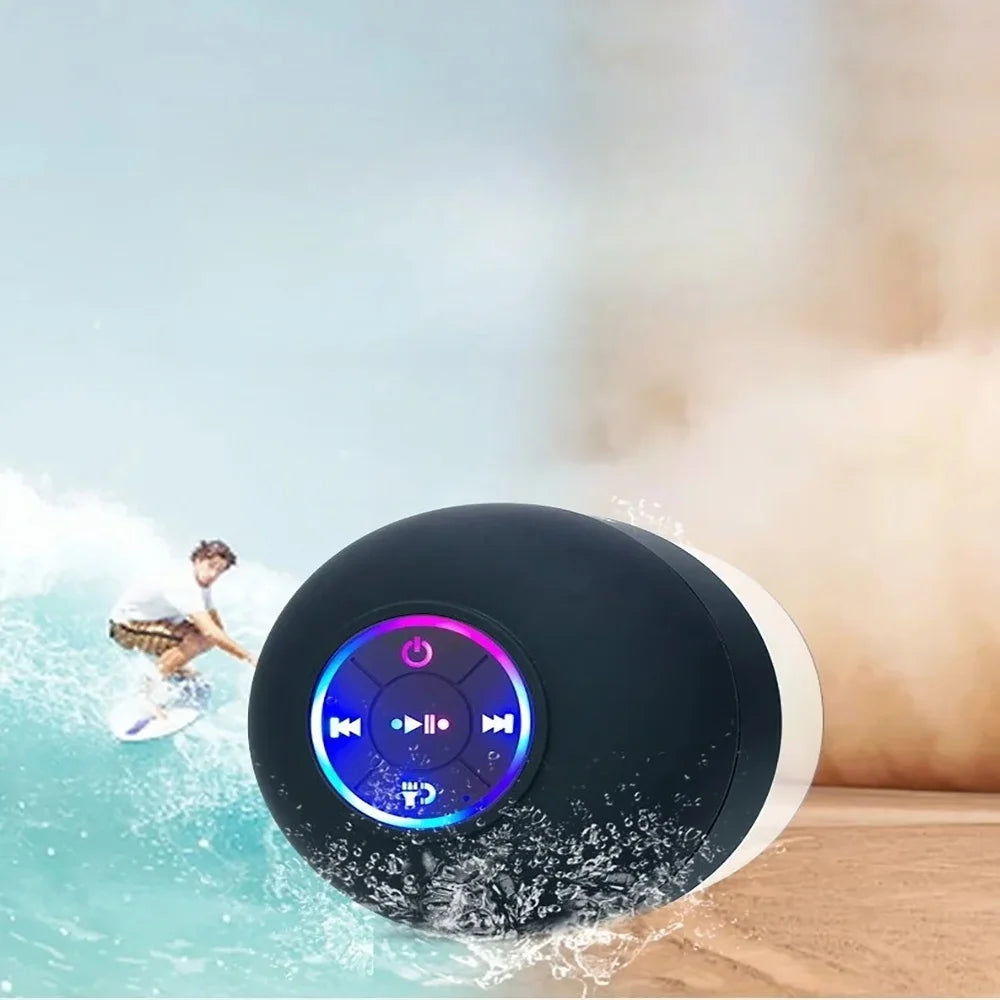 Portable Bluetooth Speaker – LED, IPX4 Waterproof, Loud Mini Stereo with Suction Cup