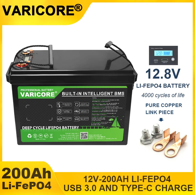 VariCore LiFePO4 Battery – 12V/12.8V, 60Ah-310Ah, Lithium Iron Phosphate for Travel & Camping