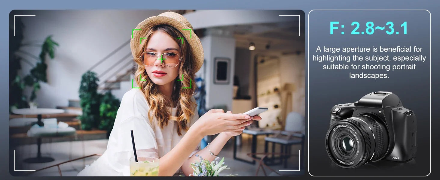 "72MP 4K DSLR – 12X Zoom, 3” Flip Screen, YouTube & Vlog Ready"