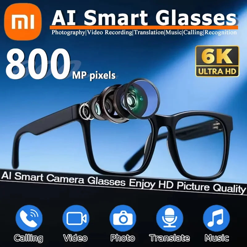 Xiaomi 6K HD AI Smart Glasses – Photochromic, Bluetooth Call, Music & Translate Camera