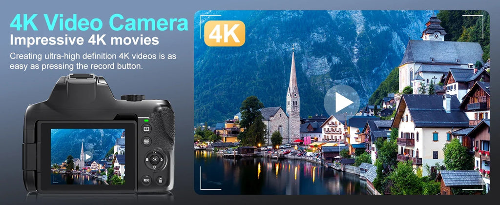 "72MP 4K DSLR – 12X Zoom, 3” Flip Screen, YouTube & Vlog Ready"