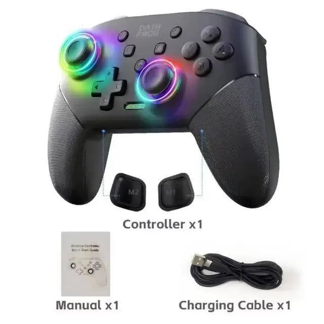 Wireless RGB Game Controller for Switch OLED / Lite – Turbo, Programmable, 600/1000mAh Battery