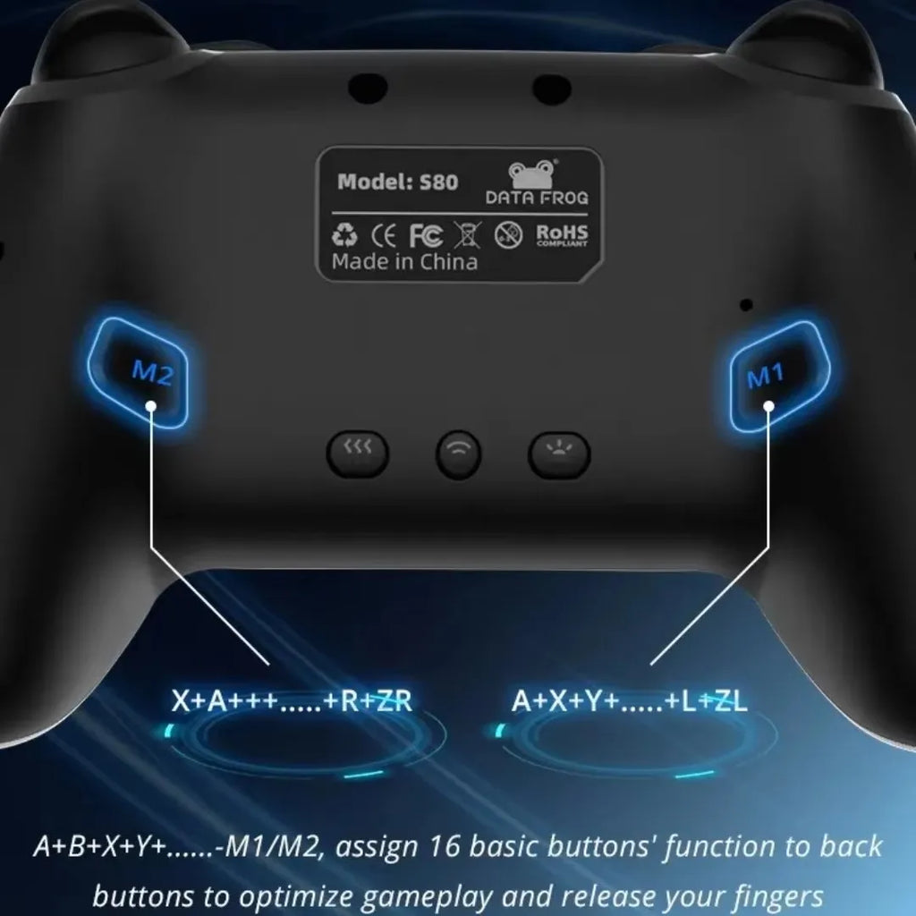 Wireless RGB Game Controller for Switch OLED / Lite – Turbo, Programmable, 600/1000mAh Battery
