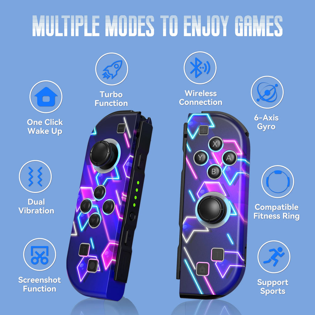 Wireless Gamepad for Nintendo Switch – RGB LED, Turbo, Dual Vibration Controller