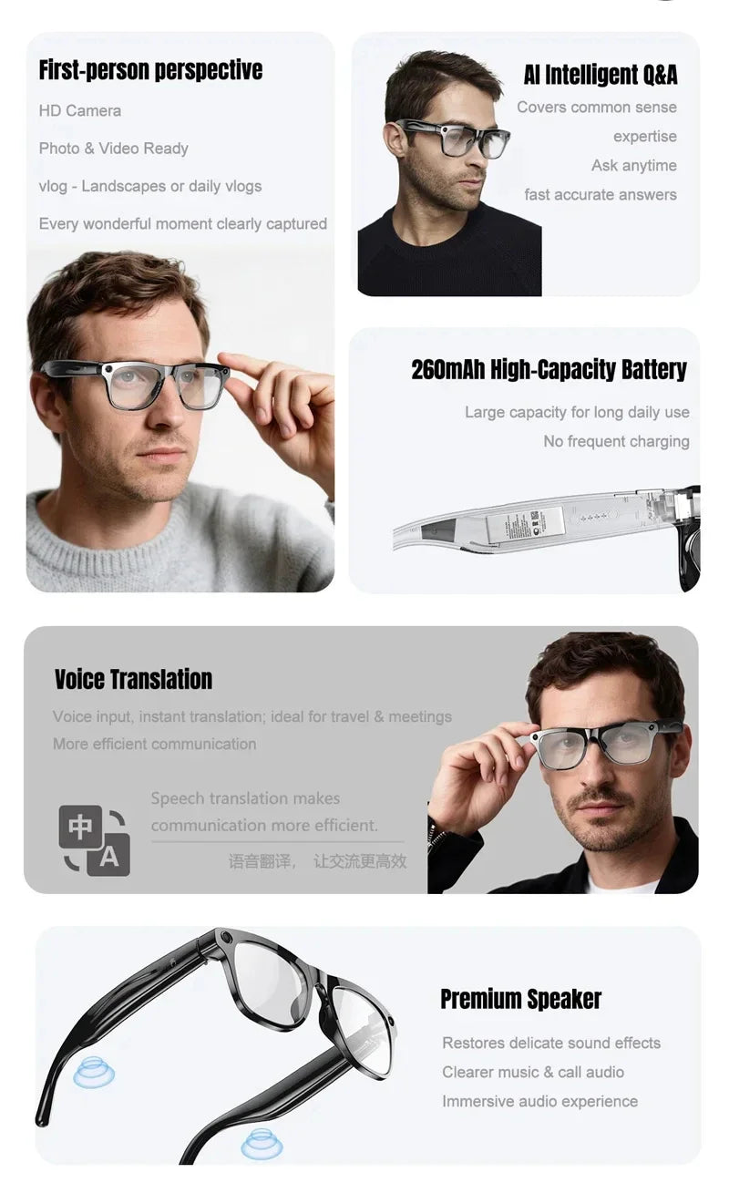 Xiaomi 6K HD AI Smart Glasses – Photochromic, Bluetooth Call, Music & Translate Camera