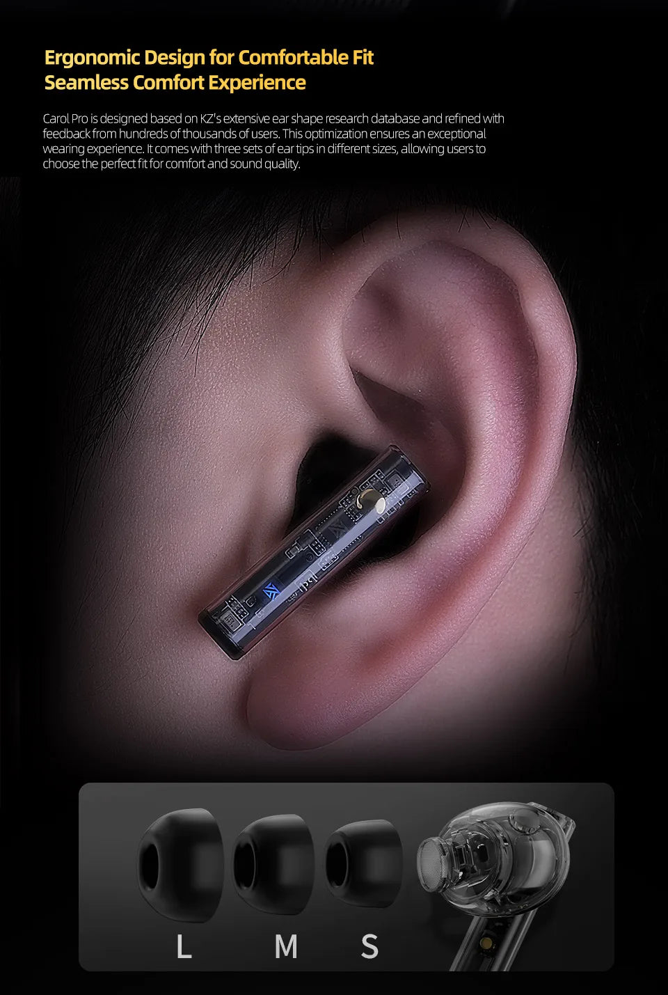 "KZ Carol Pro TWS Earbuds – ANC, Bluetooth 5.4, 6 Mics, Waterproof Stereo"