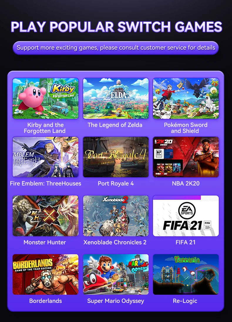 Wireless RGB Game Controller for Switch OLED / Lite – Turbo, Programmable, 600/1000mAh Battery