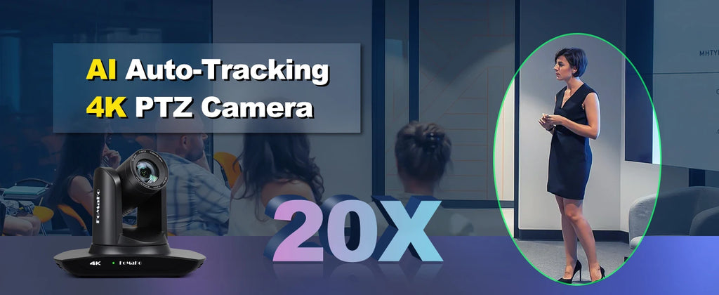 "FoMaKo 4K PTZ Camera – 20X Zoom, AI Auto-Tracking, HDMI, PoE (3pcs) for Church & Education"