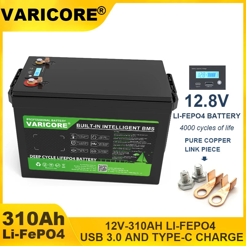 VariCore LiFePO4 Battery – 12V/12.8V, 60Ah-310Ah, Lithium Iron Phosphate for Travel & Camping