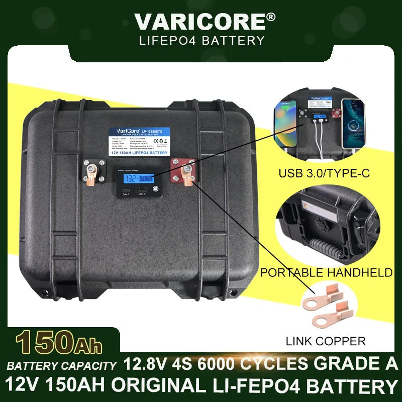 VariCore LiFePO4 Battery – 12V/12.8V, 60Ah-310Ah, Lithium Iron Phosphate for Travel & Camping