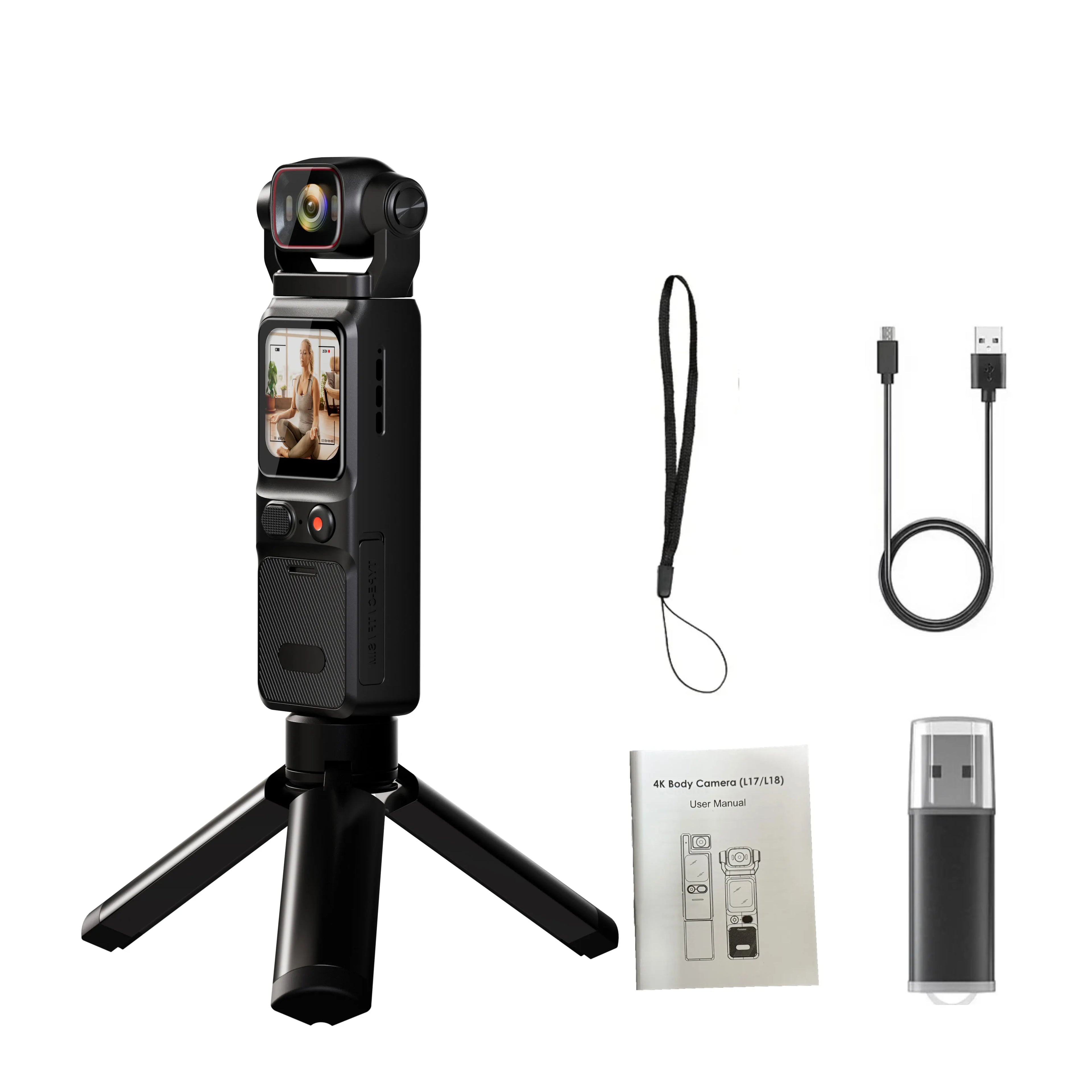 4K Pocket Action Camera – Touch Screen, Stabilized, Portable Vlog & Sport Cam