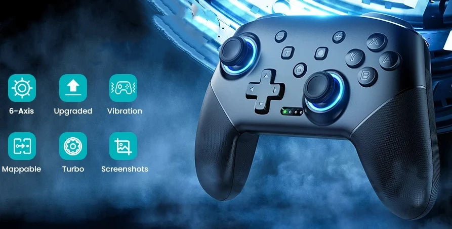 Wireless RGB Game Controller for Switch OLED / Lite – Turbo, Programmable, 600/1000mAh Battery