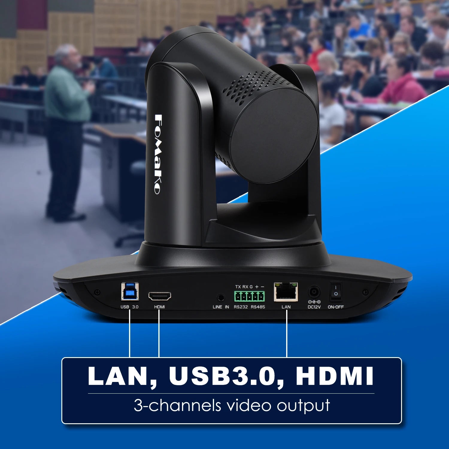 "FoMaKo 4K PTZ Camera – 20X Zoom, AI Auto-Tracking, HDMI, PoE (3pcs) for Church & Education"
