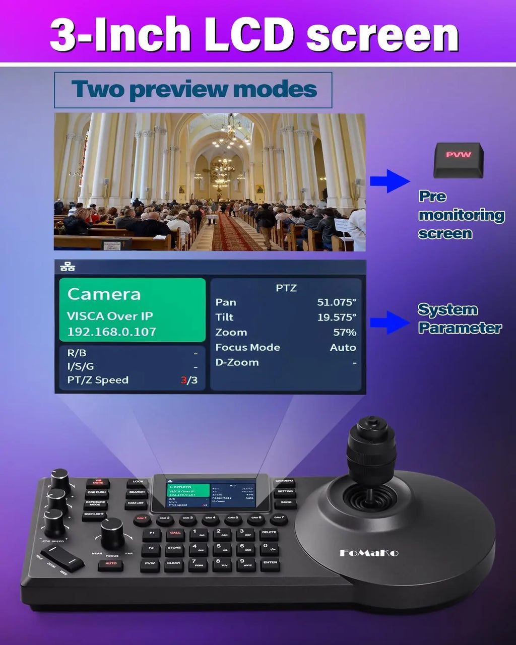 "FoMaKo 4K PTZ Camera – 20X Zoom, AI Auto-Tracking, HDMI, PoE (3pcs) for Church & Education"