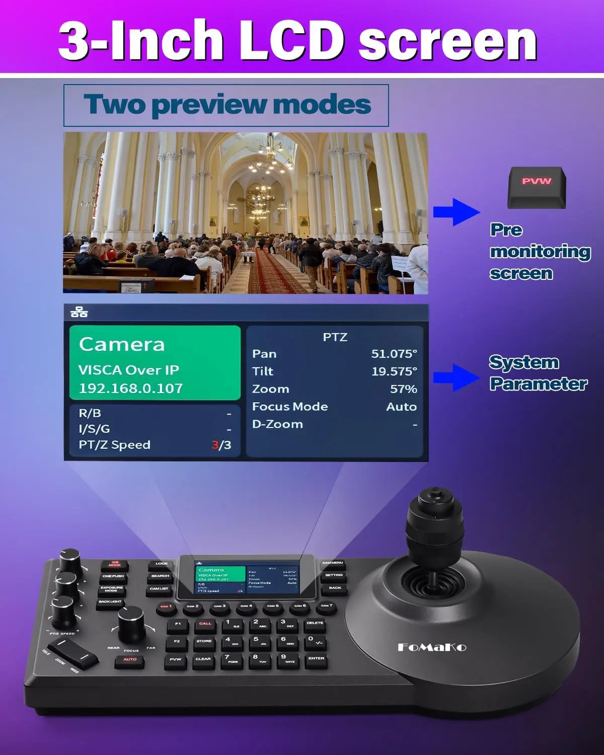 "FoMaKo 4K PTZ Camera – 20X Zoom, AI Auto-Tracking, HDMI, PoE (3pcs) for Church & Education"