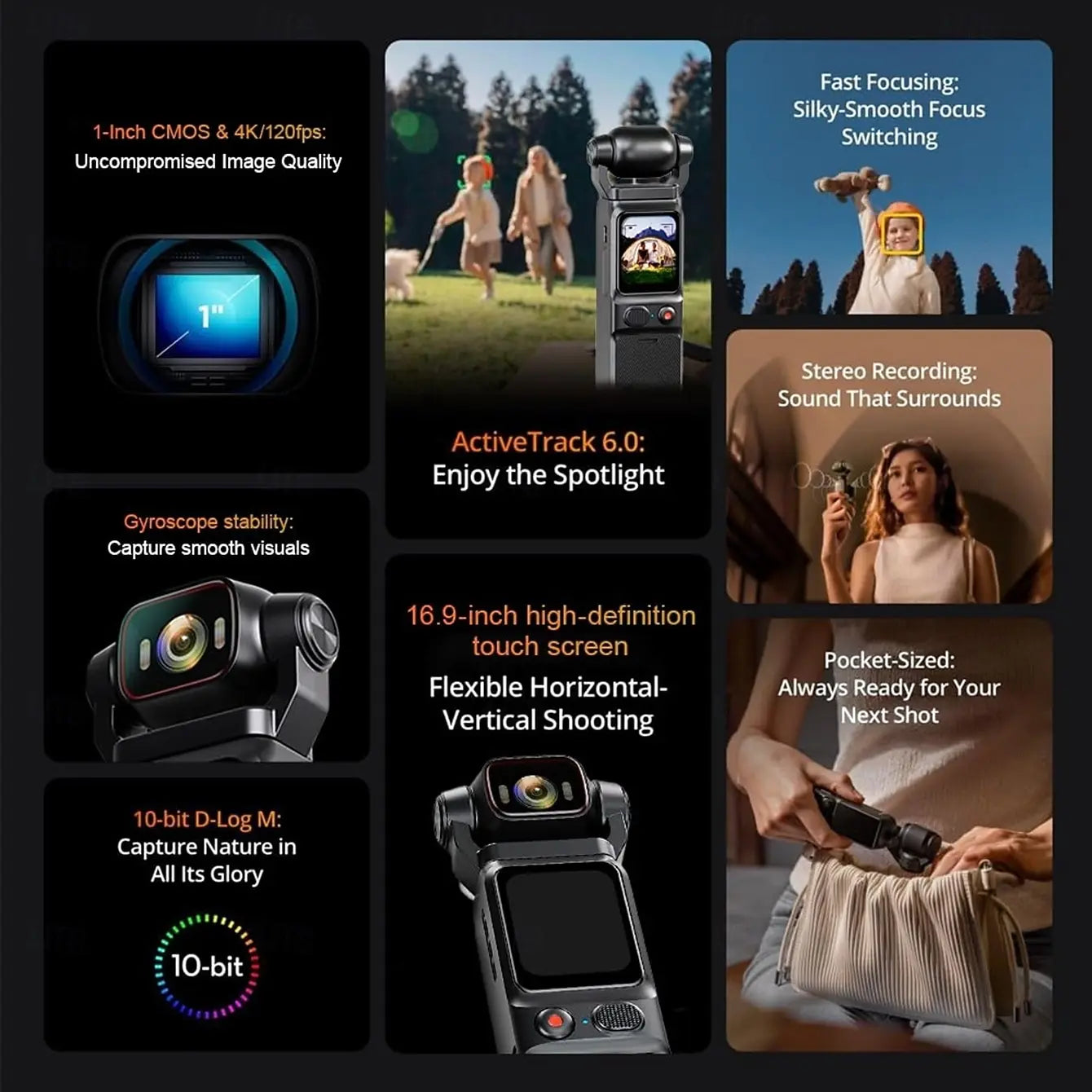 4K Pocket Action Camera – Touch Screen, Stabilized, Portable Vlog & Sport Cam