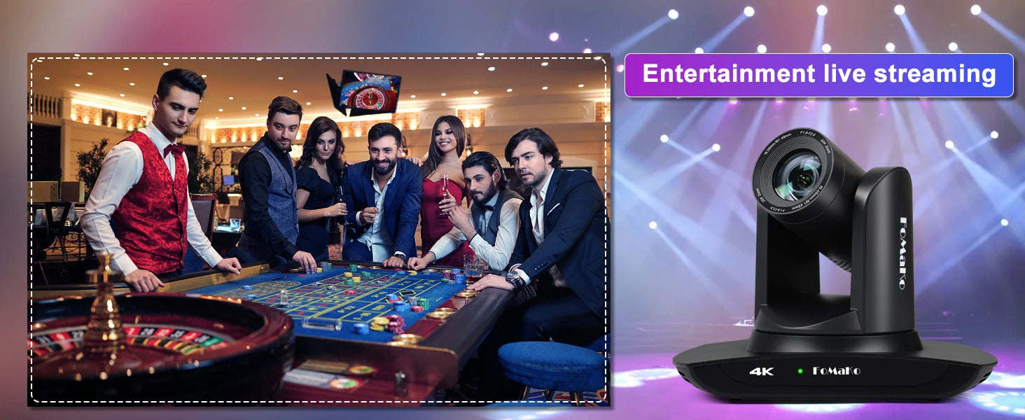 "FoMaKo 4K PTZ Camera – 20X Zoom, AI Auto-Tracking, HDMI, PoE (3pcs) for Church & Education"