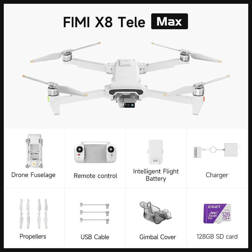 FIMI X8 Tele Max – 4K Dual Camera Drone, 20km Range, AI Night Vision