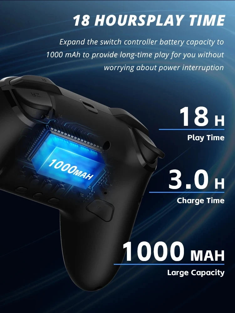 Wireless RGB Game Controller for Switch OLED / Lite – Turbo, Programmable, 600/1000mAh Battery