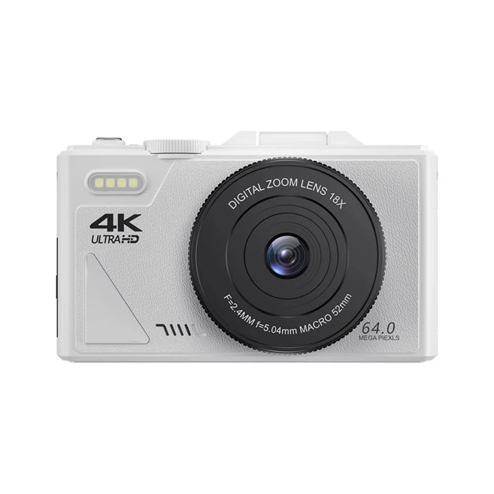 "64MP 4K Digital Camera – Flip Screen, WiFi, 18X Zoom & Vintage Vlogging Style"