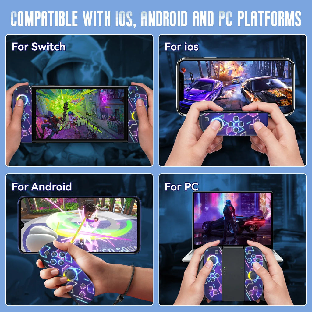 Wireless Gamepad for Nintendo Switch – RGB LED, Turbo, Dual Vibration Controller