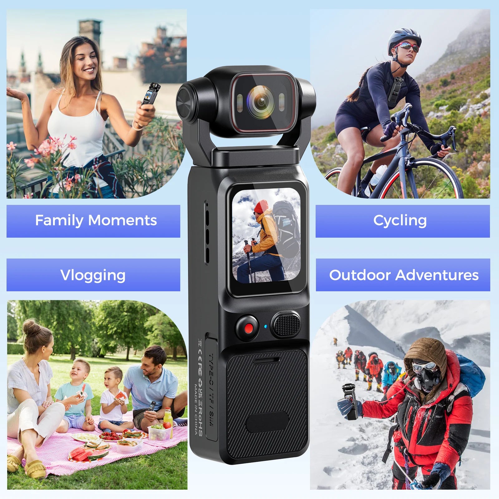4K Pocket Action Camera – Touch Screen, Stabilized, Portable Vlog & Sport Cam