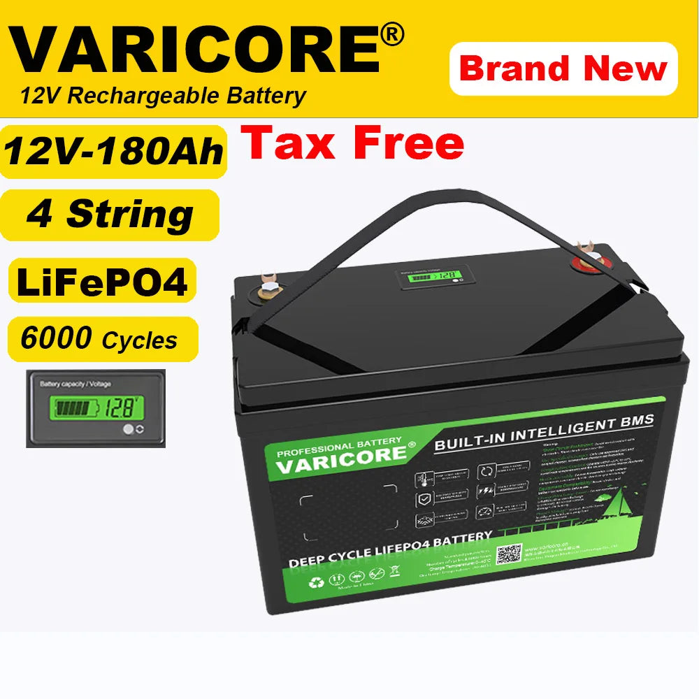 VariCore LiFePO4 Battery – 12V/12.8V, 60Ah-310Ah, Lithium Iron Phosphate for Travel & Camping