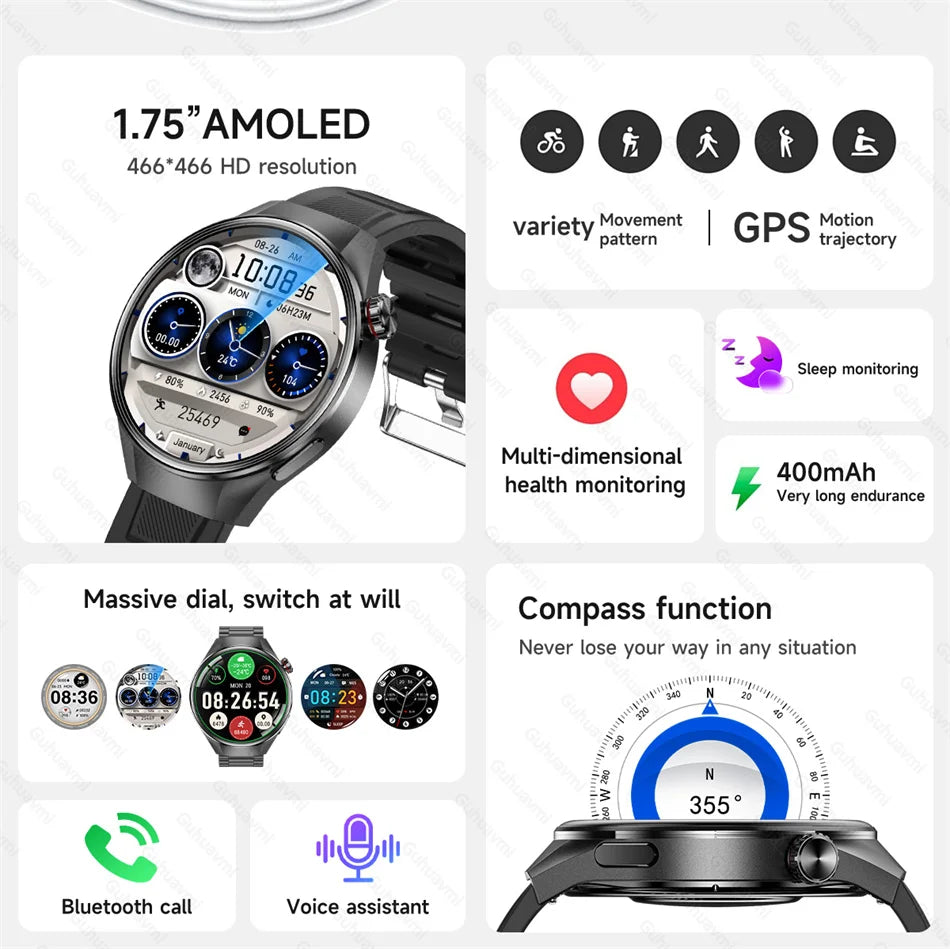 G5 Pro 2025 Smartwatch – 1.75” AMOLED, GPS, Heart Rate & Bluetooth Call, IP68