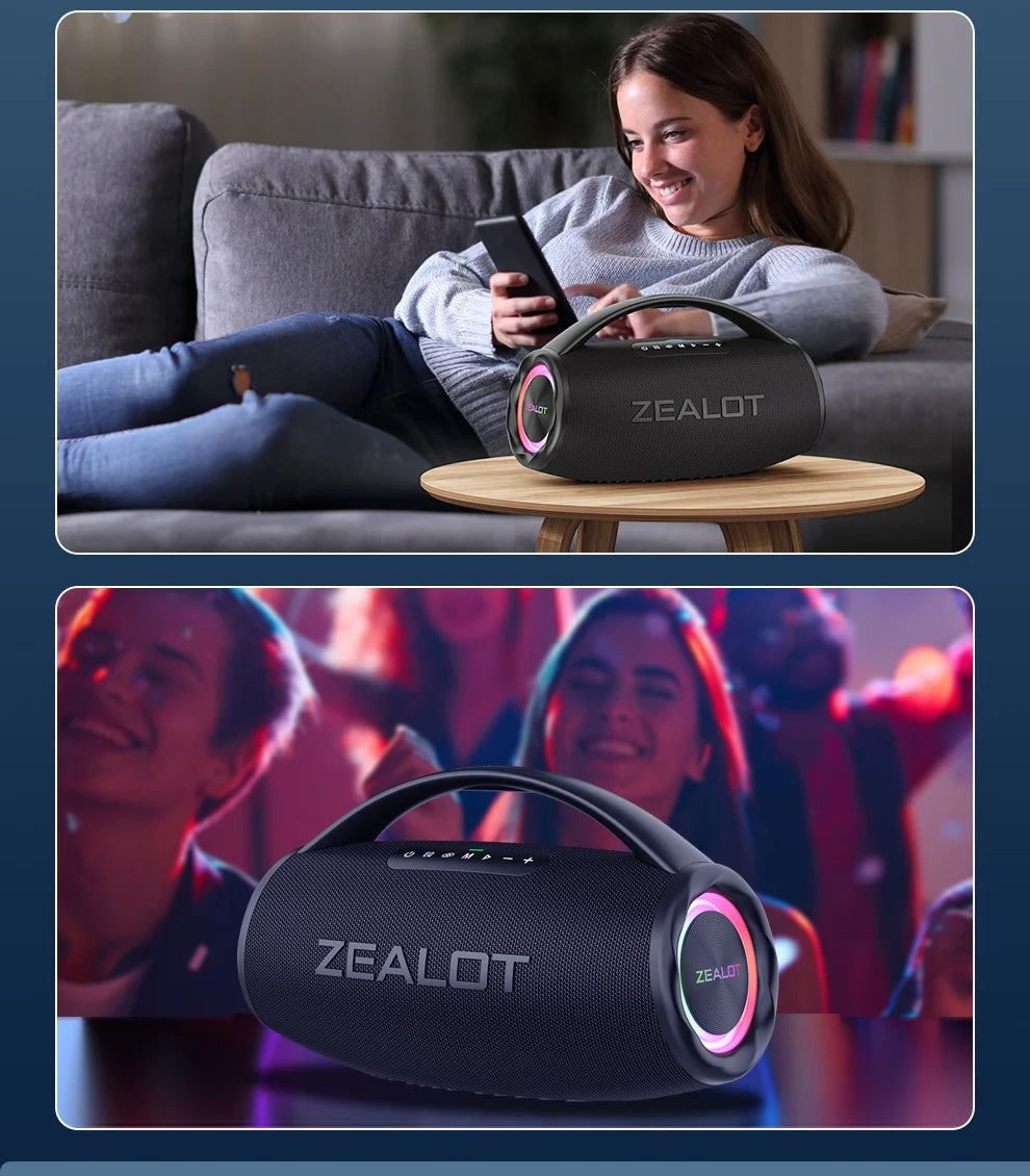 ZEALOT S97 – 80W Wireless Outdoor Speaker, HiFi Sound, Dual Pairing, Fast Charging 16,000mAh"

يم
