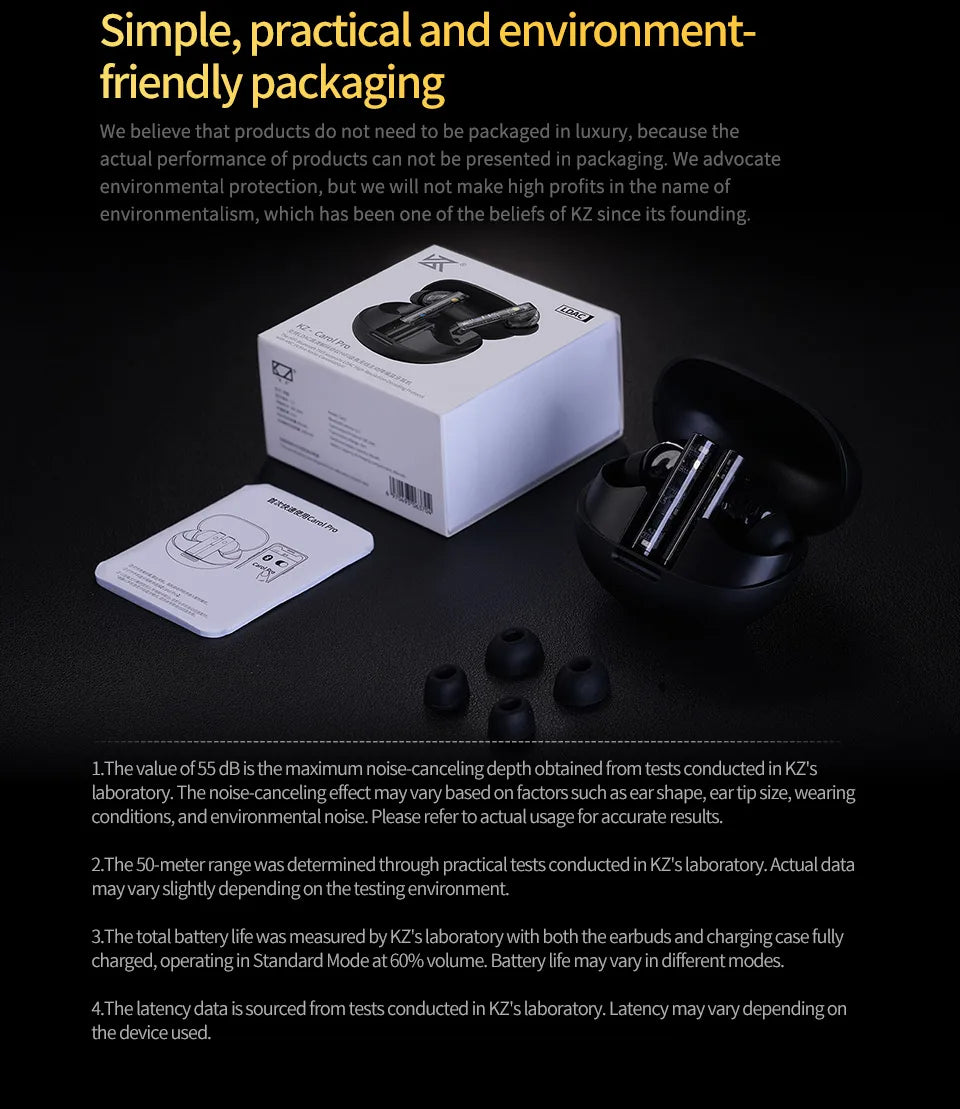 "KZ Carol Pro TWS Earbuds – ANC, Bluetooth 5.4, 6 Mics, Waterproof Stereo"