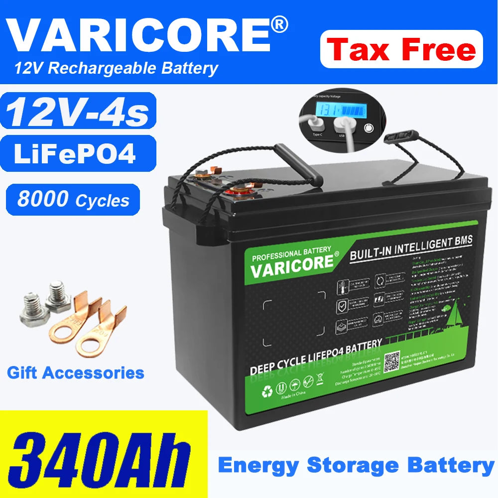 VariCore LiFePO4 Battery – 12V/12.8V, 60Ah-310Ah, Lithium Iron Phosphate for Travel & Camping