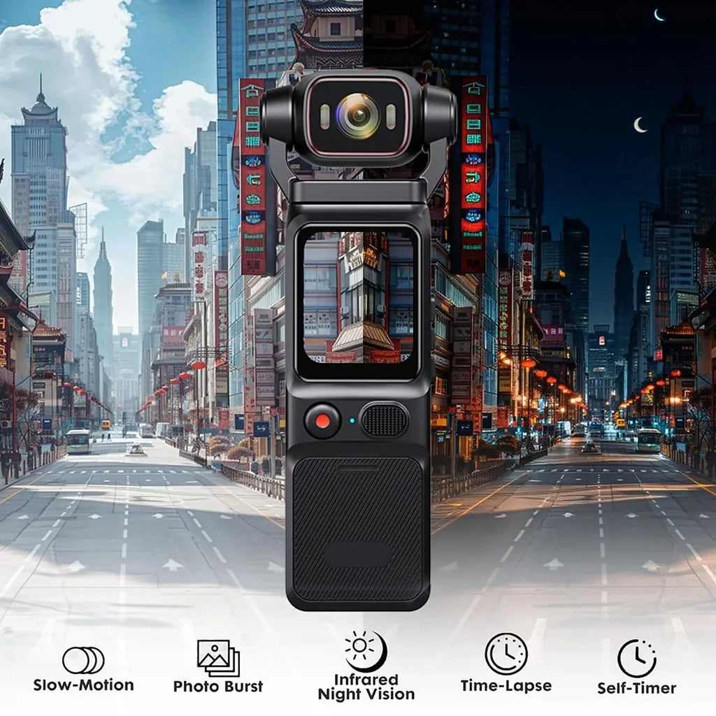 4K Pocket Action Camera – Touch Screen, Stabilized, Portable Vlog & Sport Cam