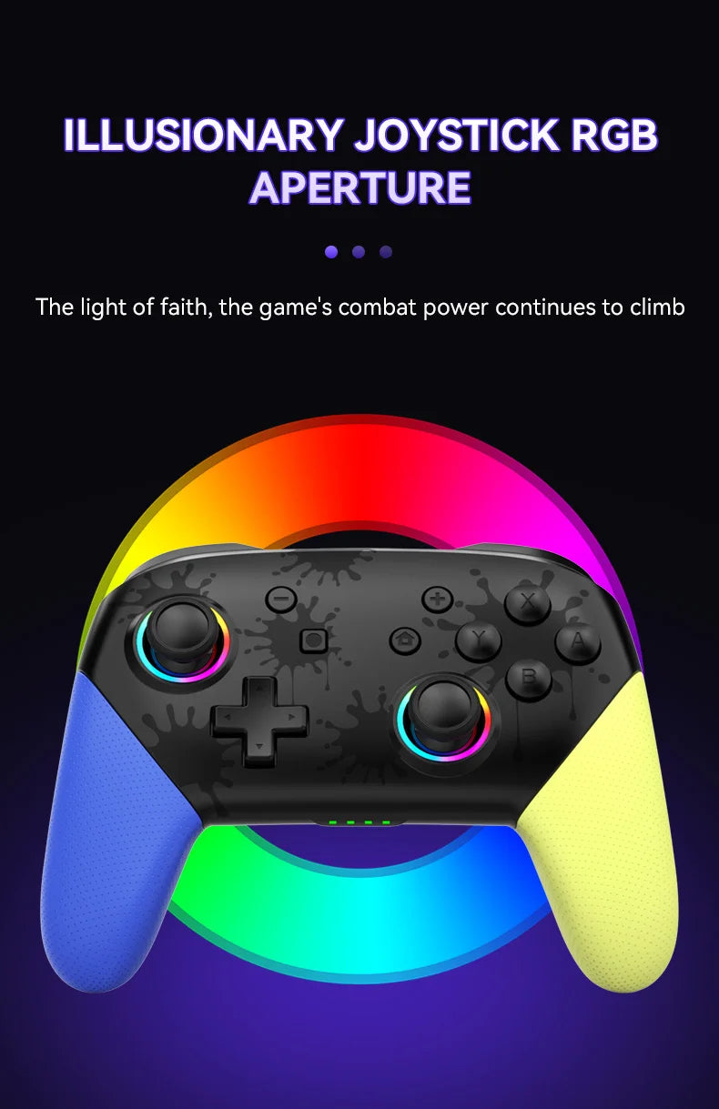 Wireless RGB Game Controller for Switch OLED / Lite – Turbo, Programmable, 600/1000mAh Battery