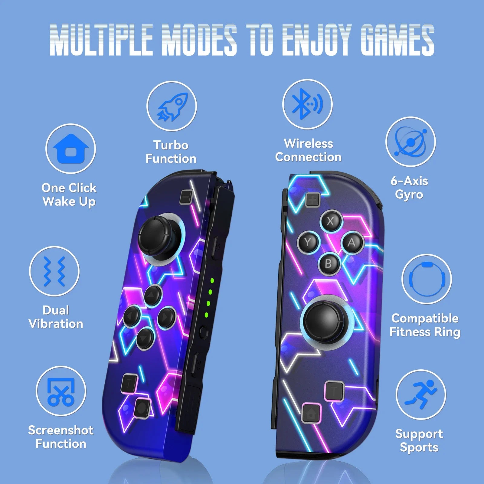 Wireless Gamepad for Nintendo Switch – RGB LED, Turbo, Dual Vibration Controller