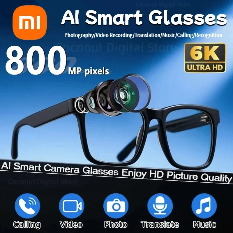 Xiaomi 6K HD AI Smart Glasses – Photochromic, Bluetooth Call, Music & Translate Camera