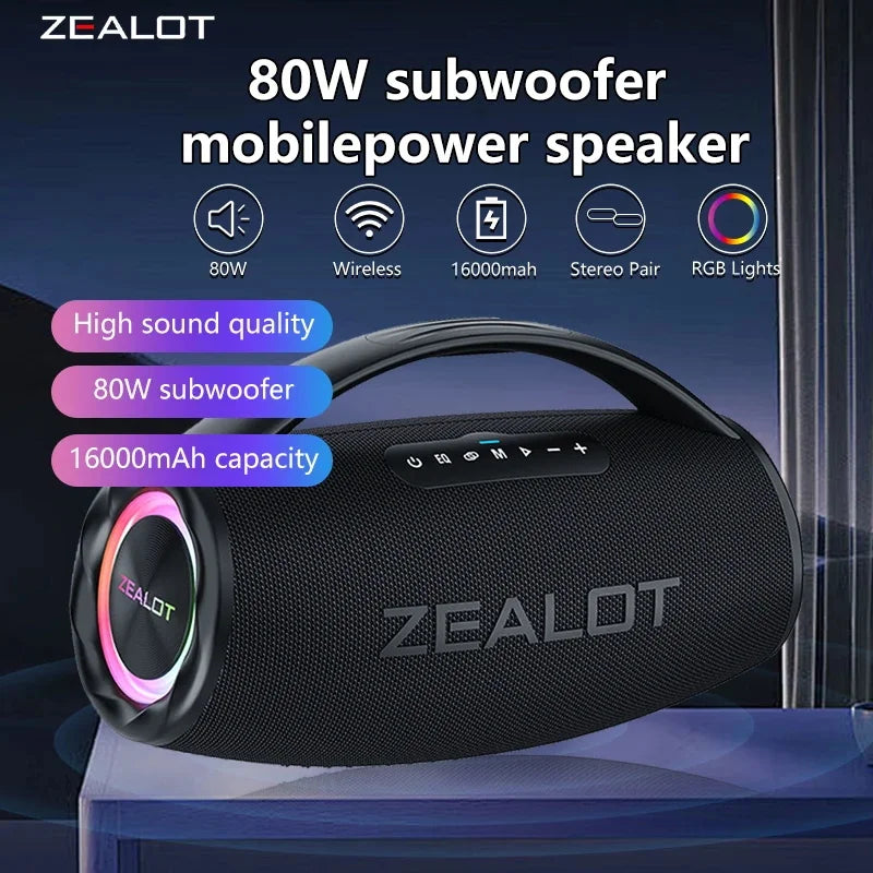 ZEALOT S97 – 80W Wireless Outdoor Speaker, HiFi Sound, Dual Pairing, Fast Charging 16,000mAh"

يم