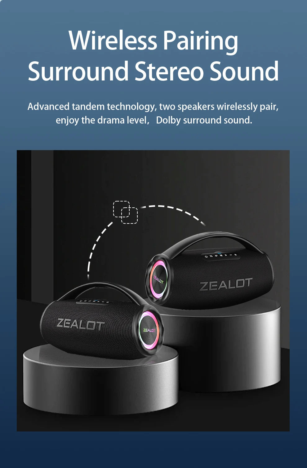 ZEALOT S97 – 80W Wireless Outdoor Speaker, HiFi Sound, Dual Pairing, Fast Charging 16,000mAh"

يم
