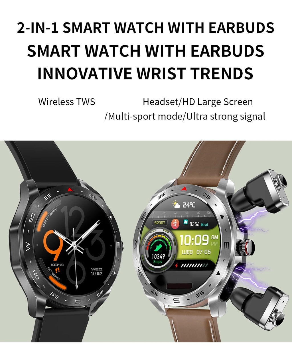 2025 Smartwatch + TWS Earbuds – Bluetooth, GPS, Heart Rate, HIFI Sound & Calls