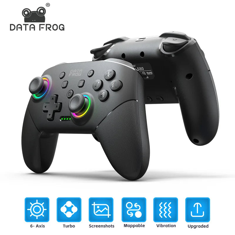 Wireless RGB Game Controller for Switch OLED / Lite – Turbo, Programmable, 600/1000mAh Battery