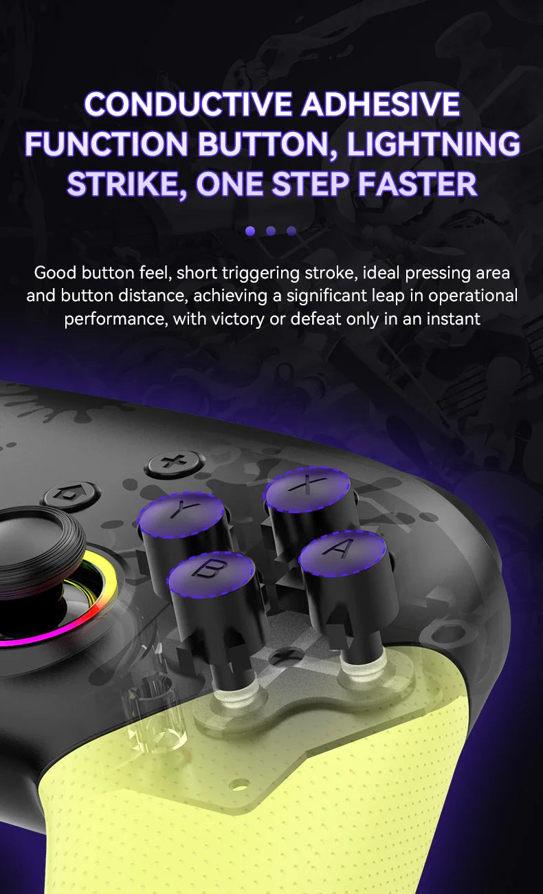 Wireless RGB Game Controller for Switch OLED / Lite – Turbo, Programmable, 600/1000mAh Battery