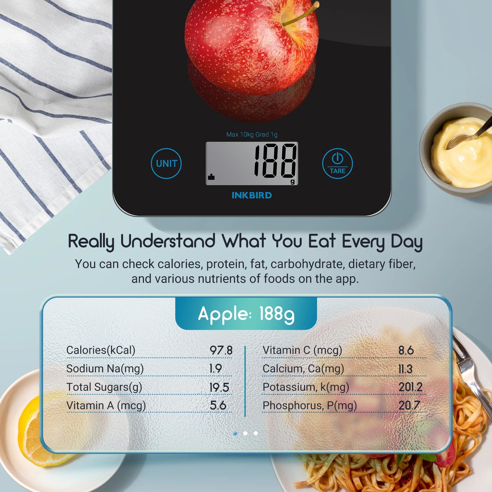 INKBIRD Smart Bluetooth Food Scale – Tare & Multi-Unit