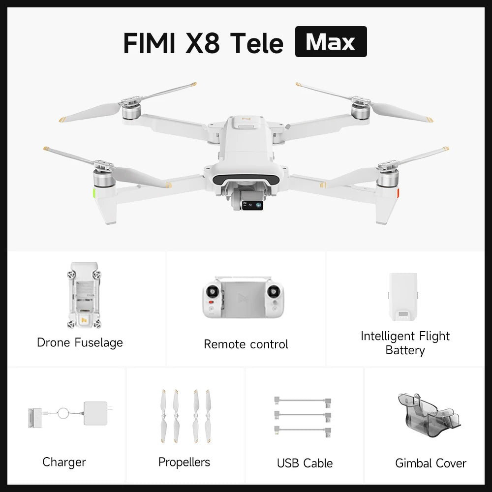 FIMI X8 Tele Max – 4K Dual Camera Drone, 20km Range, AI Night Vision