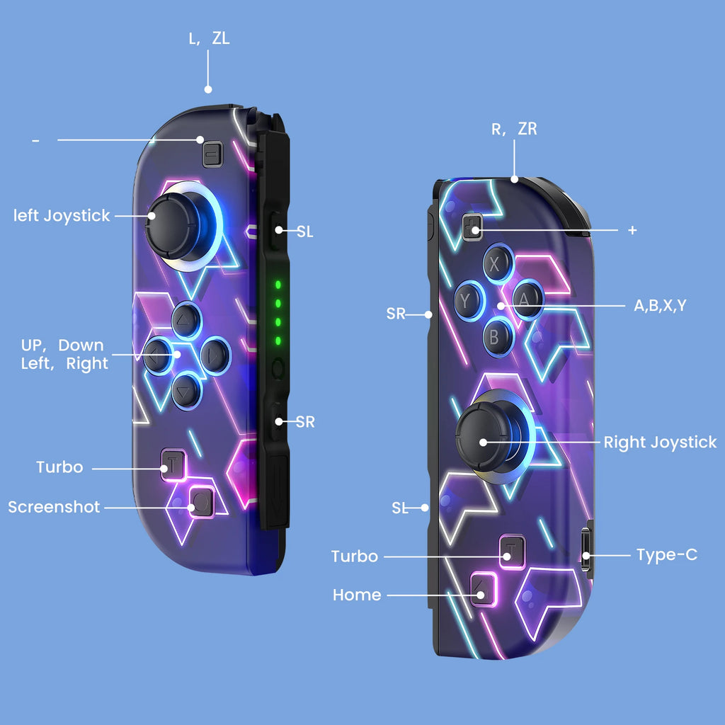 Wireless Gamepad for Nintendo Switch – RGB LED, Turbo, Dual Vibration Controller